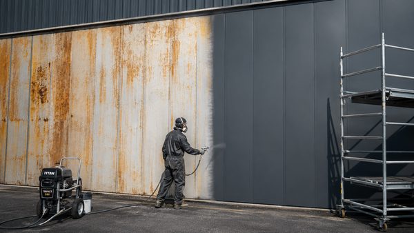 Utvendig industrimaling av korrugert stålvegg – TakMoseFri